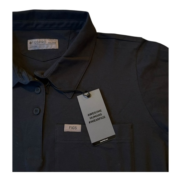 Figs women’s Technical Pique Polo Black 2XL NWT - Picture 2 of 4